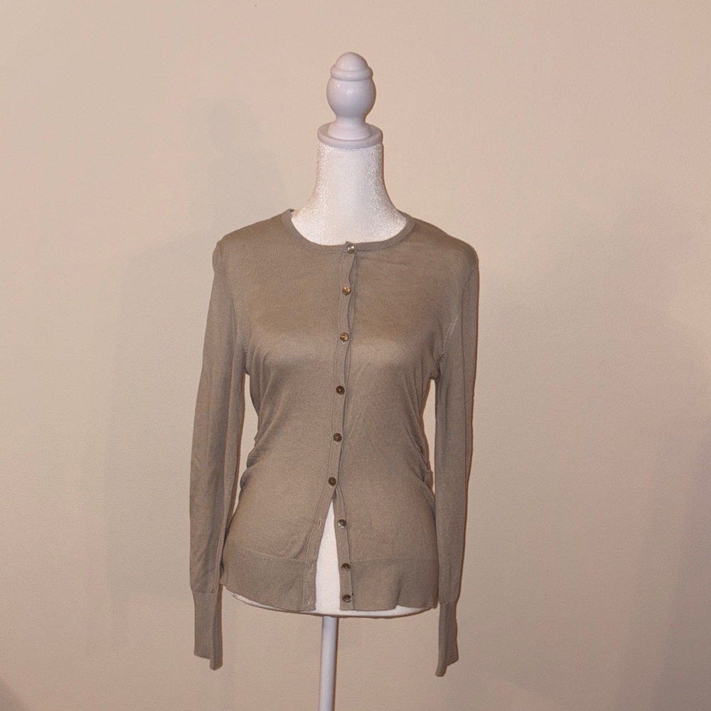Ann Taylor Beige Button-Up Sweater